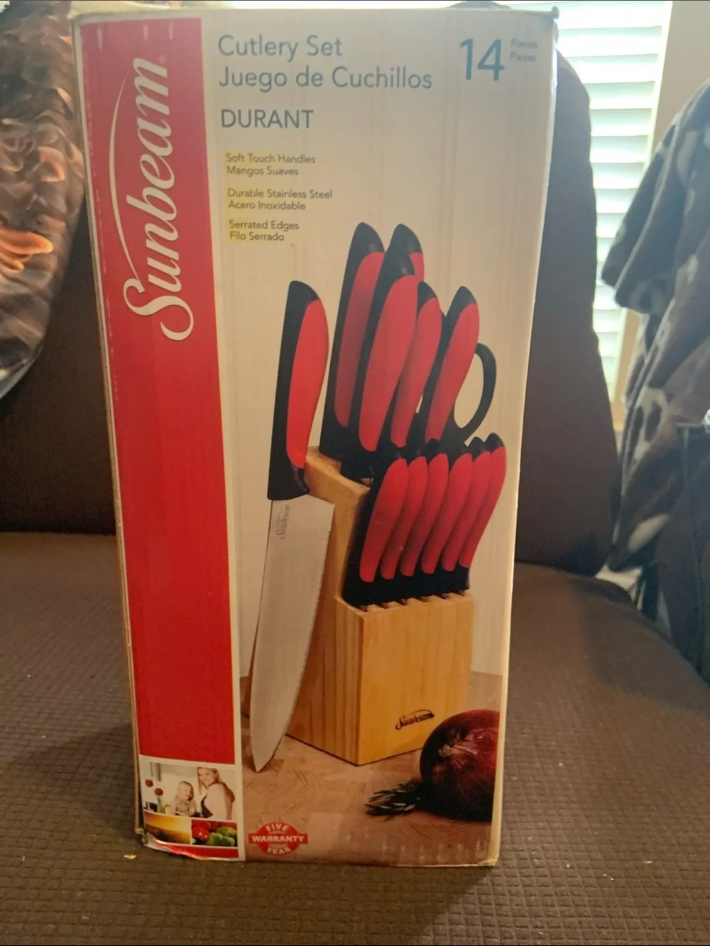 Sunbeam Red and Black 14-Piece Knife Block Set